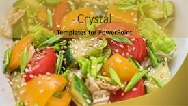  Presentation with bulgarian - Slide deck enhanced with bulgarian salad from pepper cucumbers tomato green onion with sesame and oil background and a gold colored foreground