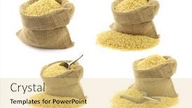  Presentation with couscous - Theme featuring bulgur-couscous-in-a-burlap background and a blonde colored foreground