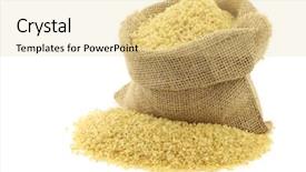  Presentation with couscous - Audience pleasing presentation consisting of bulgur-couscous-in-a-burlap backdrop and a blonde colored foreground