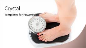  Presentation with weight - Theme consisting of bulimia - diet and weight young woman background and a white colored foreground