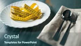  Presentation with fat - Cool new slide deck with bulimia - plate with measuring tape closeup backdrop and a ocean colored foreground