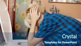  Presentation with vomiting - Beautiful presentation featuring bulimia - sick young woman leaning backdrop and a ocean colored foreground