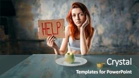  Presentation with bulimia - Audience pleasing PPT theme consisting of bulimia - woman holds help sign backdrop and a dark gray colored foreground