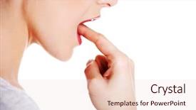  Presentation with vomiting - Colorful PPT layouts enhanced with bulimia - woman putting her finger backdrop and a lemonade colored foreground