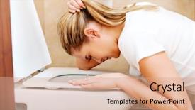  Presentation with bulimia - PPT theme with bulimia - young woman voimiting background and a coral colored foreground