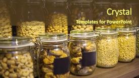  Presentation with nuts and dried fruits - Audience pleasing PPT layouts consisting of bulk - different nuts and dried figs backdrop and a tawny brown colored foreground