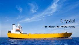  Presentation with bulk - Beautiful PPT layouts featuring bulk carrier - anchor cargo yellow boat backdrop and a light blue colored foreground