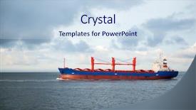  Presentation with cargo - Presentation theme having bulk carrier - big cargo boat background and a sky blue colored foreground