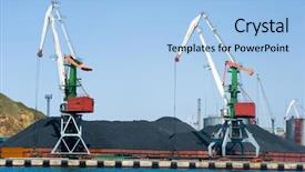  Presentation with terminal - PPT theme having bulk carrier - coal terminal at russian port background and a light blue colored foreground