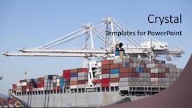  Presentation with bulk carrier container ship - PPT theme with bulk carrier - container ship background and a light blue colored foreground