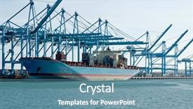 Presentation with world trade - Presentation theme enhanced with bulk carrier - containers and cargo of world background and a  colored foreground