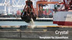  Presentation with dredging - PPT theme having bulk carrier - dredging the port background and a gray colored foreground