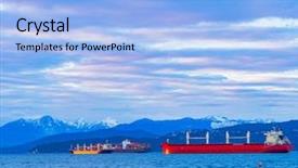  Presentation with vancouver - Colorful presentation theme enhanced with bulk carrier - freighters stop at the bay backdrop and a light blue colored foreground