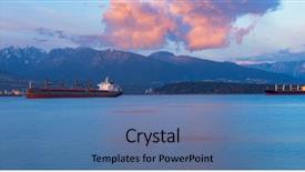  Presentation with bulk carrier - Colorful slide set enhanced with bulk carrier - freighters stop at the bay backdrop and a ocean colored foreground