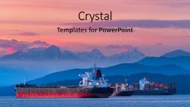  Presentation with vancouver - Cool new PPT theme with bulk carrier - freighters stop at the bay backdrop and a coral colored foreground