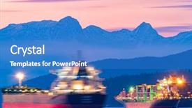  Presentation with vancouver - Presentation theme with bulk carrier - freighters stop at the bay background and a teal colored foreground