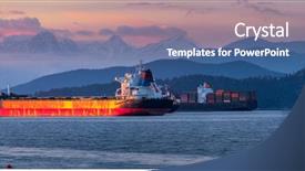 Presentation with bulk - Audience pleasing slide deck consisting of bulk carrier - freighters stop at the bay backdrop and a ocean colored foreground