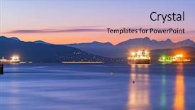  Presentation with bulk carrier - Colorful slide set enhanced with bulk carrier - freighters stop at the bay backdrop and a light blue colored foreground