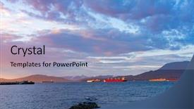  Presentation with bulk carrier - Slide deck having bulk carrier - freighters stop at the bay background and a light blue colored foreground