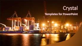  Presentation with bulk - Audience pleasing PPT theme consisting of bulk carrier - night port and ship backdrop and a wine colored foreground