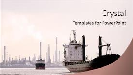  Presentation with bulk - PPT theme enhanced with bulk carrier - retro cargo ship background and a sky blue colored foreground