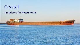  Presentation with ship - PPT theme with bulk carrier - ship at sea background and a sky blue colored foreground