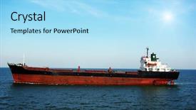  Presentation with ship - Presentation theme with bulk carrier - ship at sea background and a arctic colored foreground