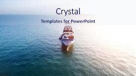  Presentation with tranquil - Audience pleasing PPT theme consisting of bulk carrier - tranquil sea with cargo container backdrop and a sky blue colored foreground