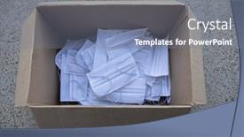  Presentation with bulk - Presentation design having bulk-mask-manufacturing-storage background and a gray colored foreground