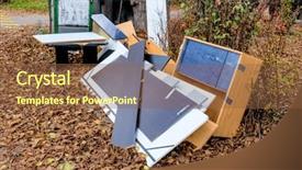  Presentation with society - Cool new PPT theme with bulky waste on the street backdrop and a tawny brown colored foreground