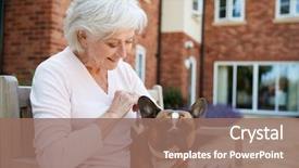  Presentation with assisted living - Slide deck enhanced with bulldog in assisted living facility background and a coral colored foreground