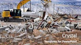 Presentation with heavy equipment - Cool new PPT layouts with bulldozer - heavy equipment being used backdrop and a violet colored foreground