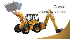  Presentation with bulldozer - PPT theme having bulldozer - image of loader background and a white colored foreground