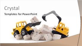 Presentation with bulldozer - Colorful PPT theme enhanced with bulldozer-and-excavator-working backdrop and a white colored foreground