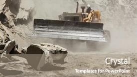  Presentation with himachal pradesh - Slide set with bulldozer cleaning landslide from road background and a coral colored foreground