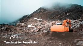  Presentation with bulldozer - Colorful presentation theme enhanced with bulldozer-cutting-surface-of-alps backdrop and a tawny brown colored foreground