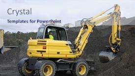  Presentation with bulldozer - Presentation theme enhanced with bulldozer-digger-excavating-earth background and a sky blue colored foreground