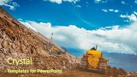  Presentation with bulldozer - Cool new slide deck with bulldozer doing road constractuion backdrop and a tawny brown colored foreground