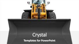  Presentation with bulldozer - Presentation theme featuring bulldozer isolated on white background background and a dark gray colored foreground