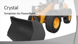  Presentation with bulldozer - Cool new slide set with bulldozer isolated on white background backdrop and a white colored foreground