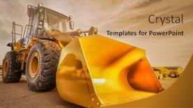  Presentation with bulldozer - Presentation consisting of bulldozer-land-mover-on-construction background and a coral colored foreground