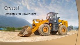  Presentation with bulldozer - PPT theme enhanced with bulldozer-on-a-building-site background and a light blue colored foreground