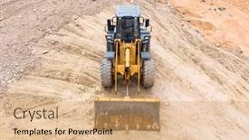  Presentation with earthmoving - Presentation design with bulldozer-on-earthmoving-at-construction background and a coral colored foreground