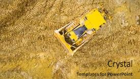  Presentation with bulldozer - Slide set featuring open cast mine heavy industry background and a gold colored foreground