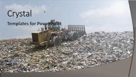  Presentation with bulldozer - Presentation theme enhanced with bulldozer on rubbish tip background and a light blue colored foreground