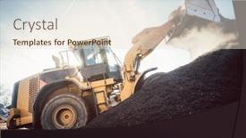  Presentation with composting - PPT layouts enhanced with bulldozer-putting-biomass-on-pile background and a lemonade colored foreground
