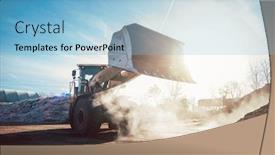  Presentation with bulldozer - Slide deck with bulldozer-putting-biomass-on-pile background and a light blue colored foreground