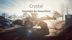  Presentation with bulldozer - PPT layouts enhanced with bulldozer-putting-biomass-on-pile background and a sky blue colored foreground