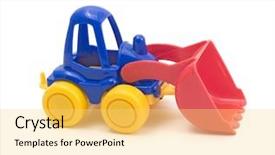  Presentation with bulldozer - Presentation having bulldozer-toy-on-a-white background and a  colored foreground