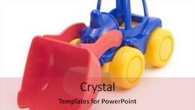  Presentation with bulldozer - Audience pleasing presentation theme consisting of bulldozer-toy-on-a-white backdrop and a  colored foreground